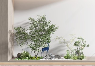 现代室内植物造景3D模型下载